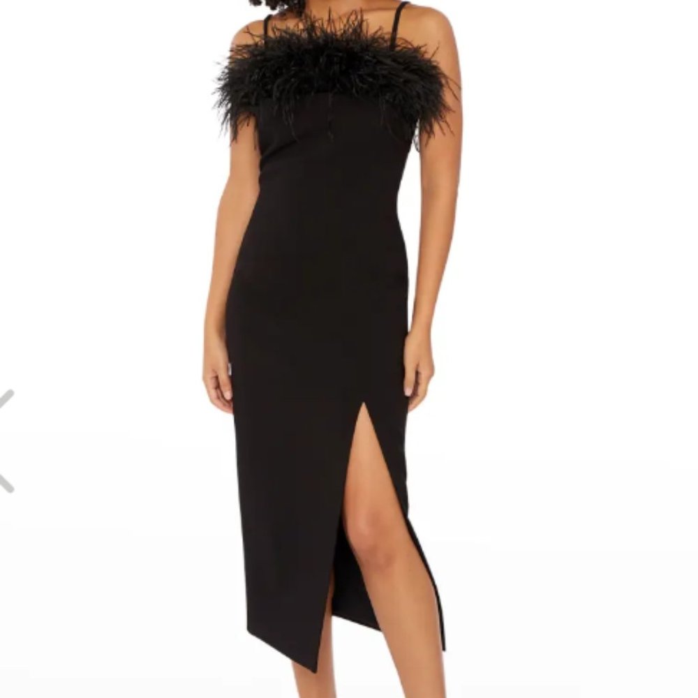 Feather Likely Midi Black Dress